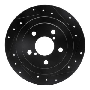 Saab 9-2X Brake Rotor (1) - Rear Right - R1 Concepts - Drilled & Slotted - Black - `90-`08